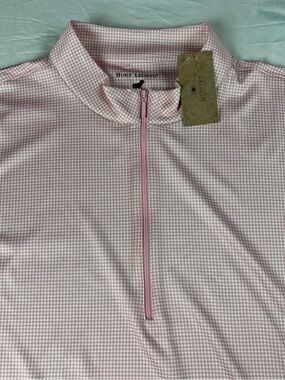 Horn Legend Pink Micro-Check Zip Pullover Quivira Golf Course